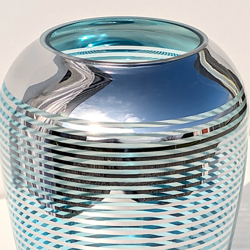 Vase lignes turquoises et argentées  | Deco-Delight.com