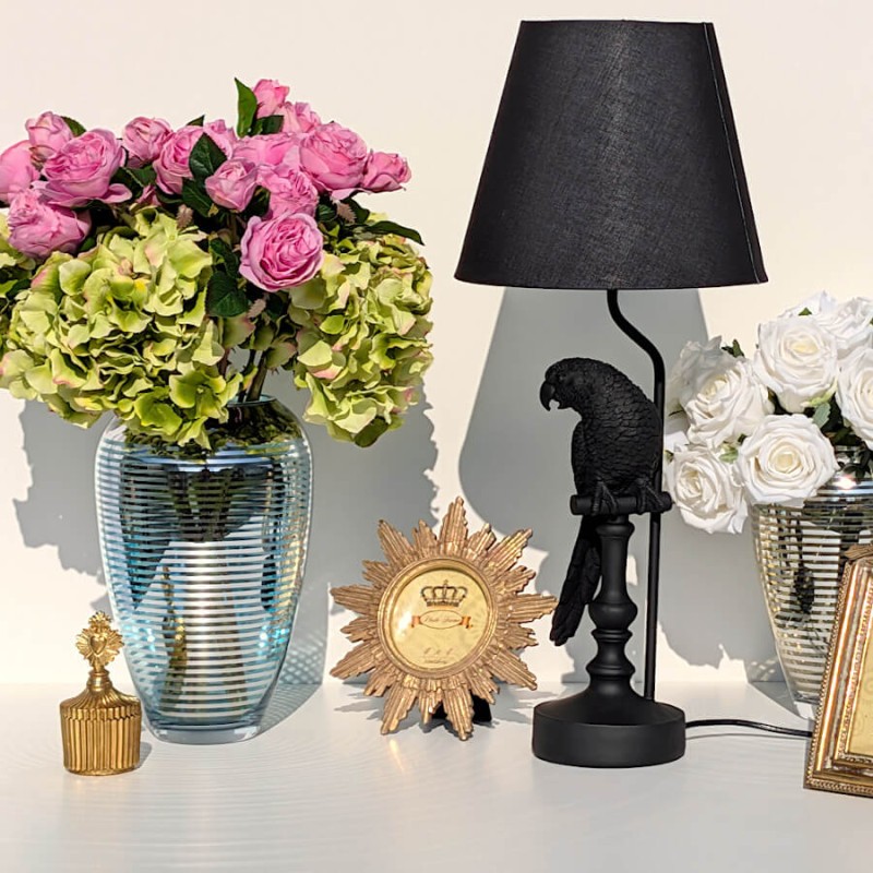 Vase lignes turquoises et argentées  | Deco-Delight.com