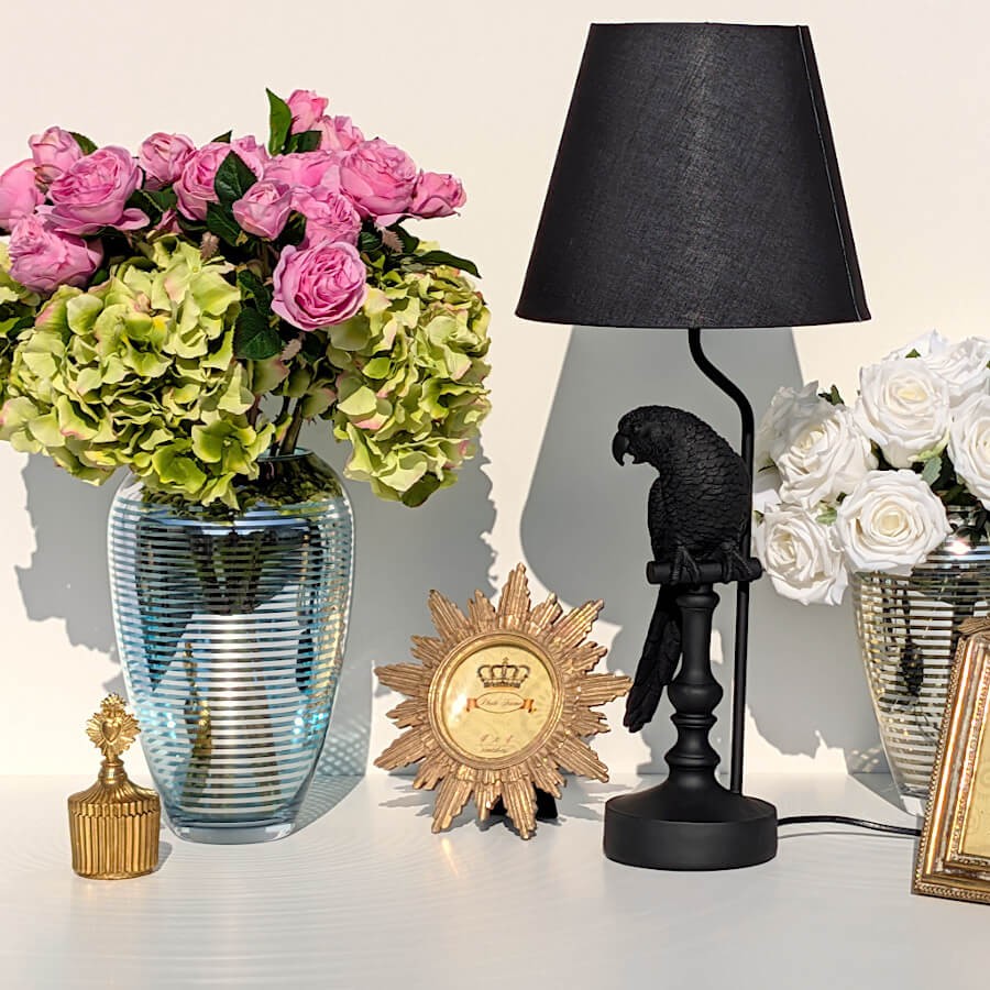 Vase lignes turquoises et argentées  | Deco-Delight.com