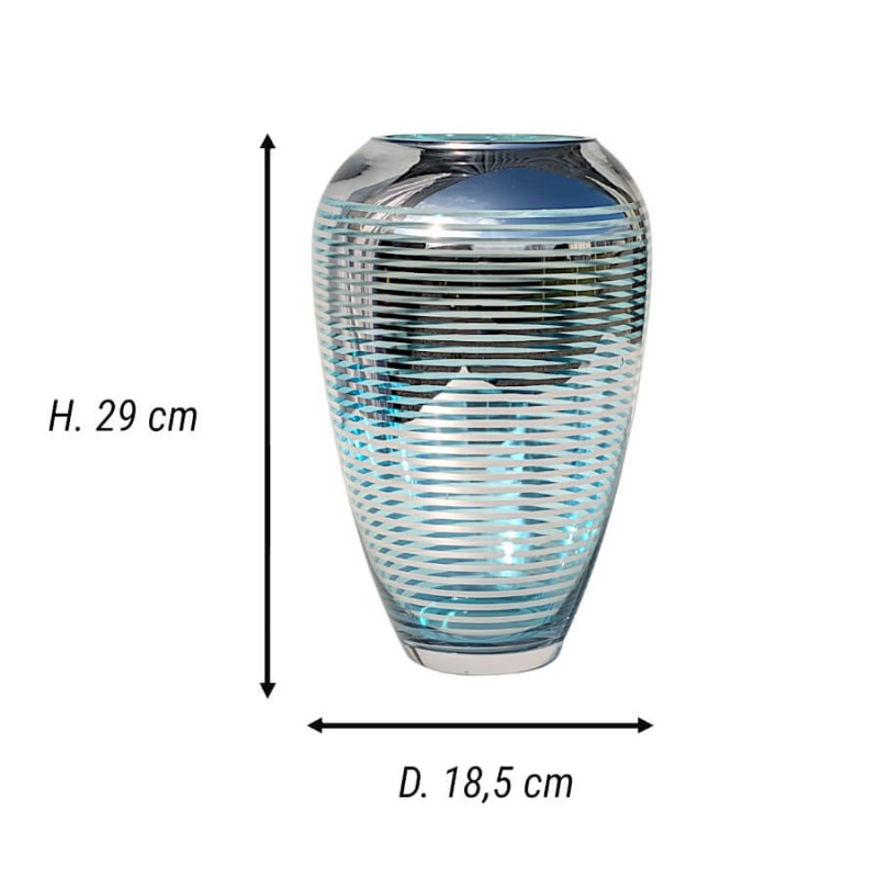 Vase lignes turquoises et argentées  | Deco-Delight.com
