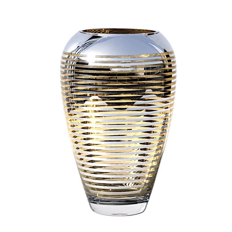 Vase lignes argentées et dorées en verre  | Deco-Delight.com
