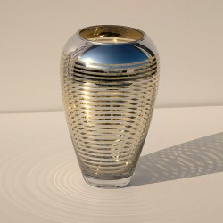 Vase lignes argentées et dorées en verre  | Deco-Delight.com