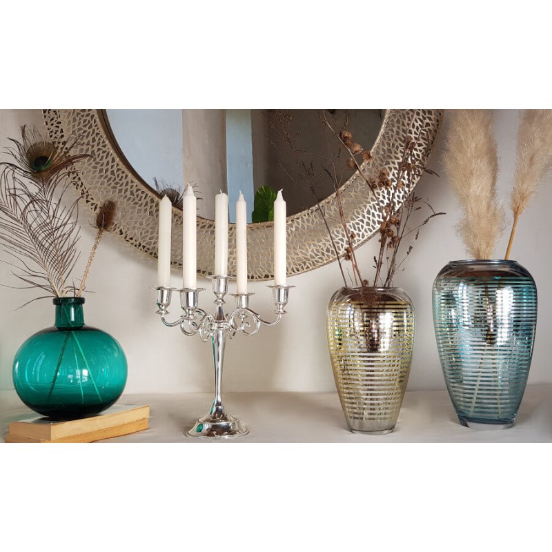 Vase lignes argentées et dorées en verre  | Deco-Delight.com