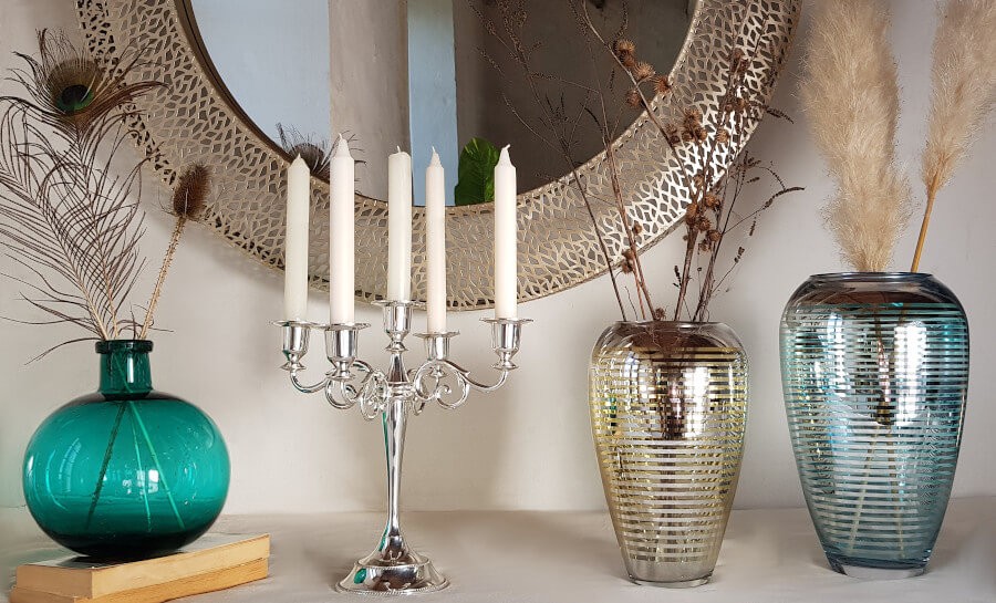 Vase lignes argentées et dorées en verre  | Deco-Delight.com