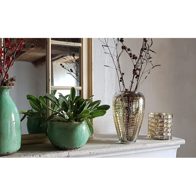 Vase lignes argentées et dorées en verre  | Deco-Delight.com