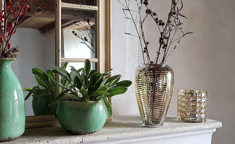 Vase lignes argentées et dorées en verre  | Deco-Delight.com