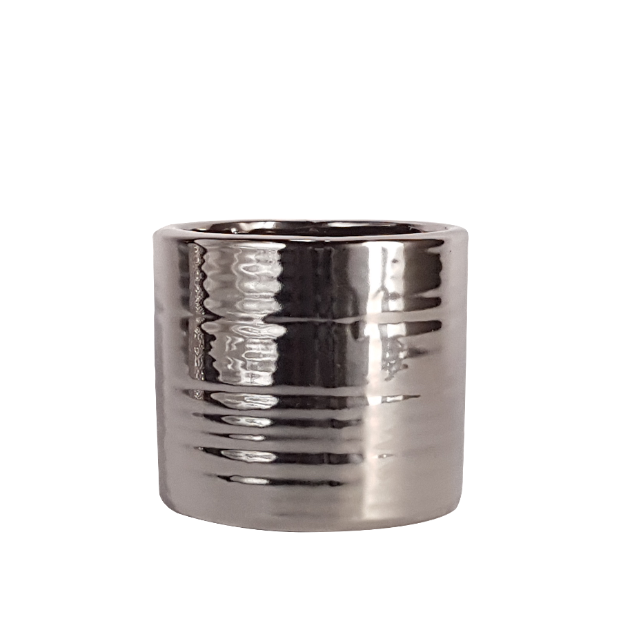 Cache-pot rond argenté en céramique H9.5 | Deco-Delight.com Cache-pot rond argenté en céramique H9.5 | Deco-Delight.com