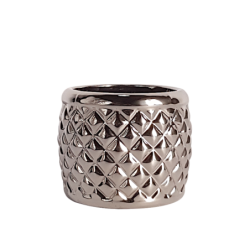 Cache-pot texture argentée rond H9.5  | Deco-Delight.com