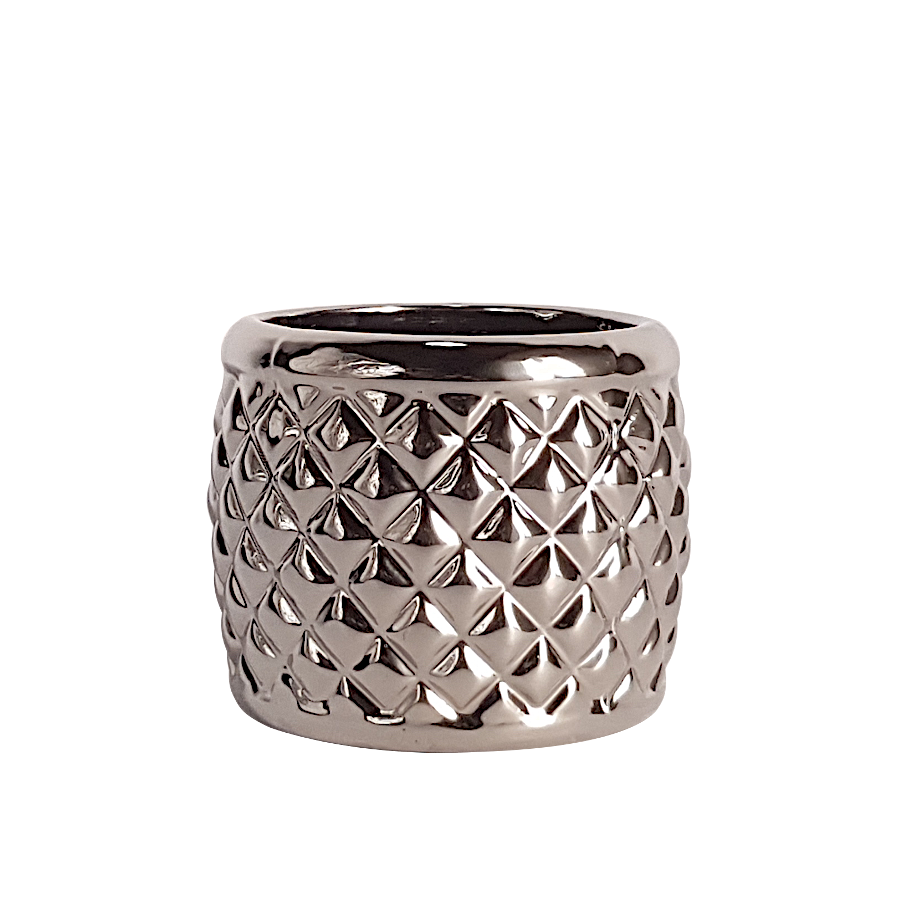 Cache-pot texture argentée rond H9.5 | Deco-Delight.com Cache-pot texture argentée rond H9.5 | Deco-Delight.com