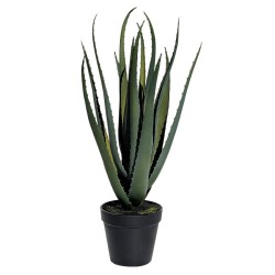 L'Aloe Vera artificiel haut de 50 cm dans son pot de culture noir de diamètre 12,5 cm.