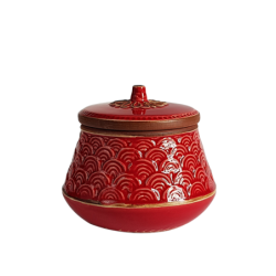 Boîte rouge céramique art déco H13.5  | Deco-Delight.com