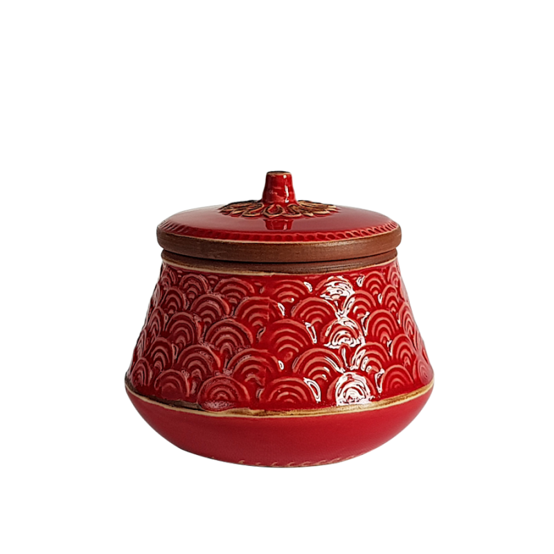 Boîte rouge céramique art déco H13.5  | Deco-Delight.com