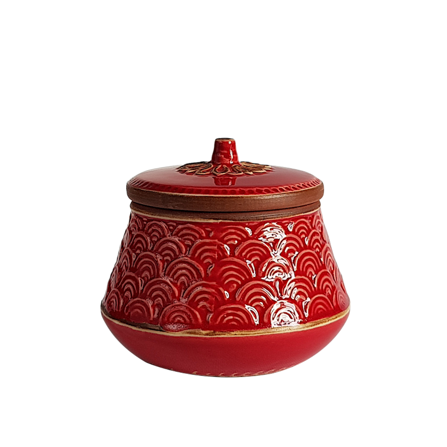 Boîte rouge céramique art déco H13.5  | Deco-Delight.com