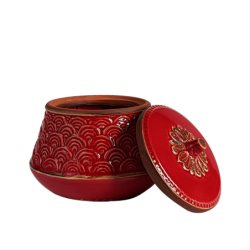 Boîte rouge céramique art déco H13.5  | Deco-Delight.com