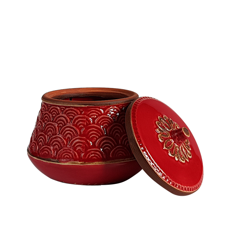 Boîte rouge céramique art déco H13.5  | Deco-Delight.com