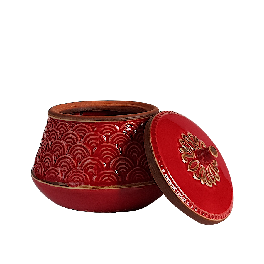 Boîte rouge céramique art déco H13.5 | Deco-Delight.com Boîte rouge céramique art déco H13.5 | Deco-Delight.com