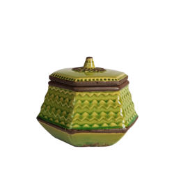 Boîte hexagonale verte céramique H14  | Deco-Delight.com