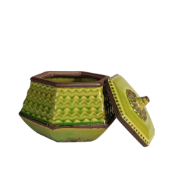 Boîte hexagonale verte céramique H14  | Deco-Delight.com