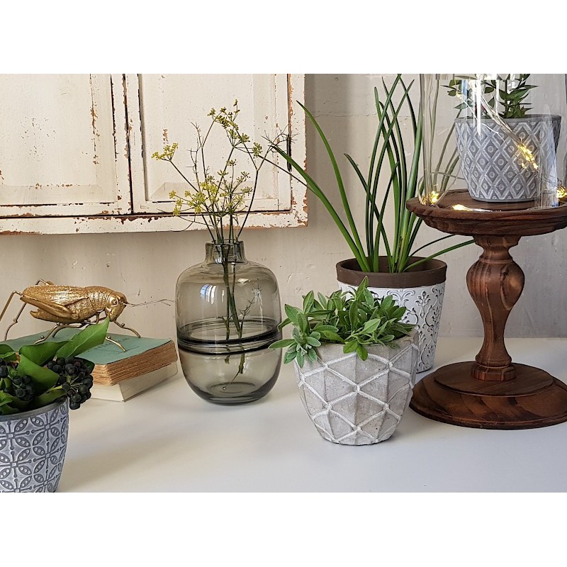 Cache-pot ciment motifs ananas H10.5  | Deco-Delight.com