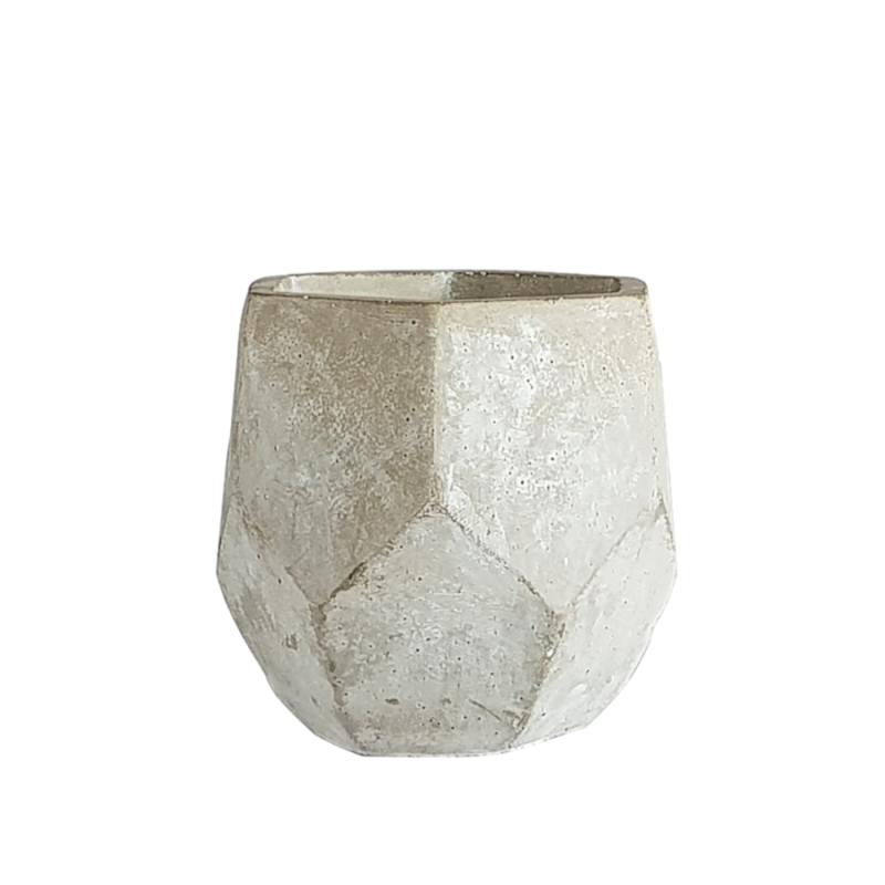 Pot géométrique en ciment gris H11.5  | Deco-Delight.com