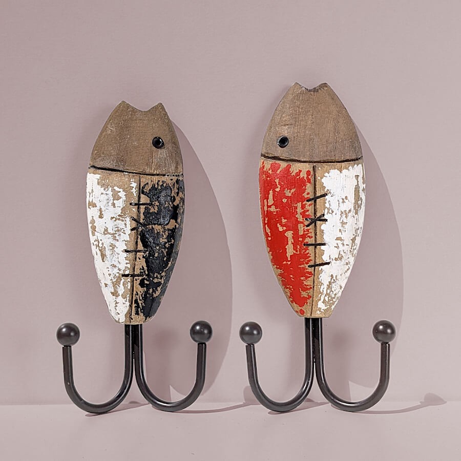 Patère Poisson Bois et Métal Style Bord de Mer | Deco-Delight