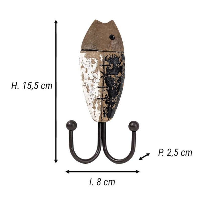 Patère Poisson Bois et Métal Style Bord de Mer | Deco-Delight