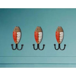 Patère Poisson rouge et blanc 2 crochets