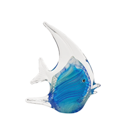 Poisson tropical verre soufflé bleu H19  | Deco-Delight.com