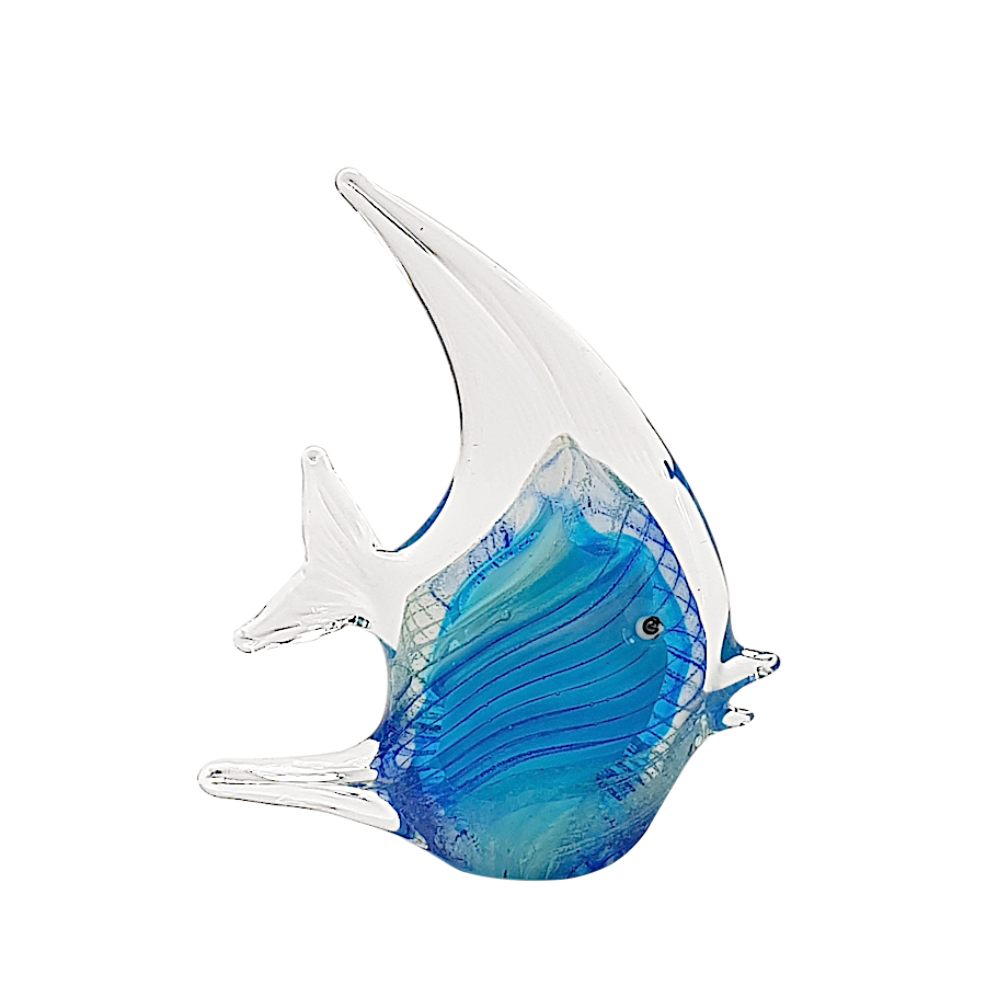 Poisson tropical verre soufflé bleu H19  | Deco-Delight.com