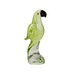 Perroquet vert en verre soufflé H18.5  | Deco-Delight.com