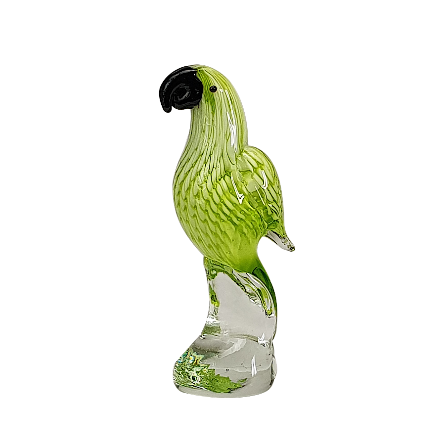 Perroquet vert en verre soufflé H18.5  | Deco-Delight.com