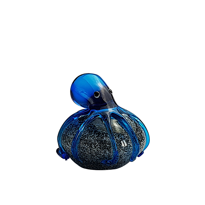 Presse-papier pieuvre verre bleu H9.5  | Deco-Delight.com