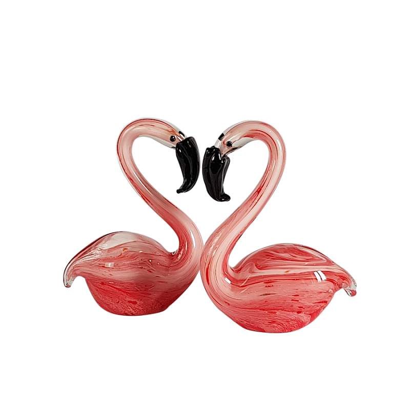 Flamants roses verre soufflé H15.5  | Deco-Delight.com