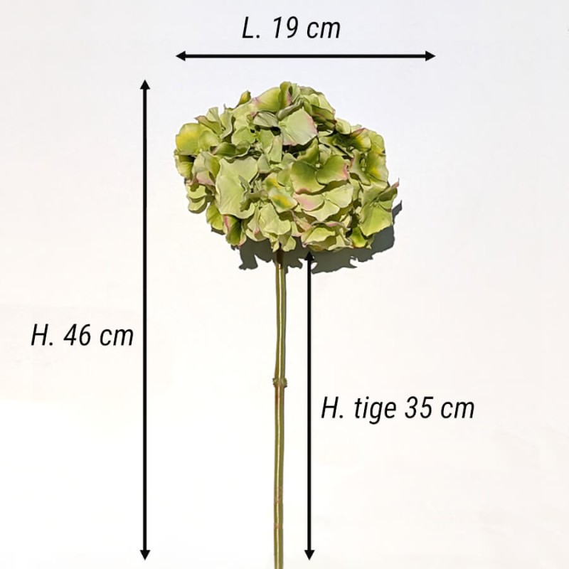 Hortensia Artificiel Vert/Rose Haut de Gamme H46 cm | Deco-Delight