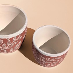 Duo de cache-pots terracotta : comparaison des formats H15 cm et H12,5 cm.
