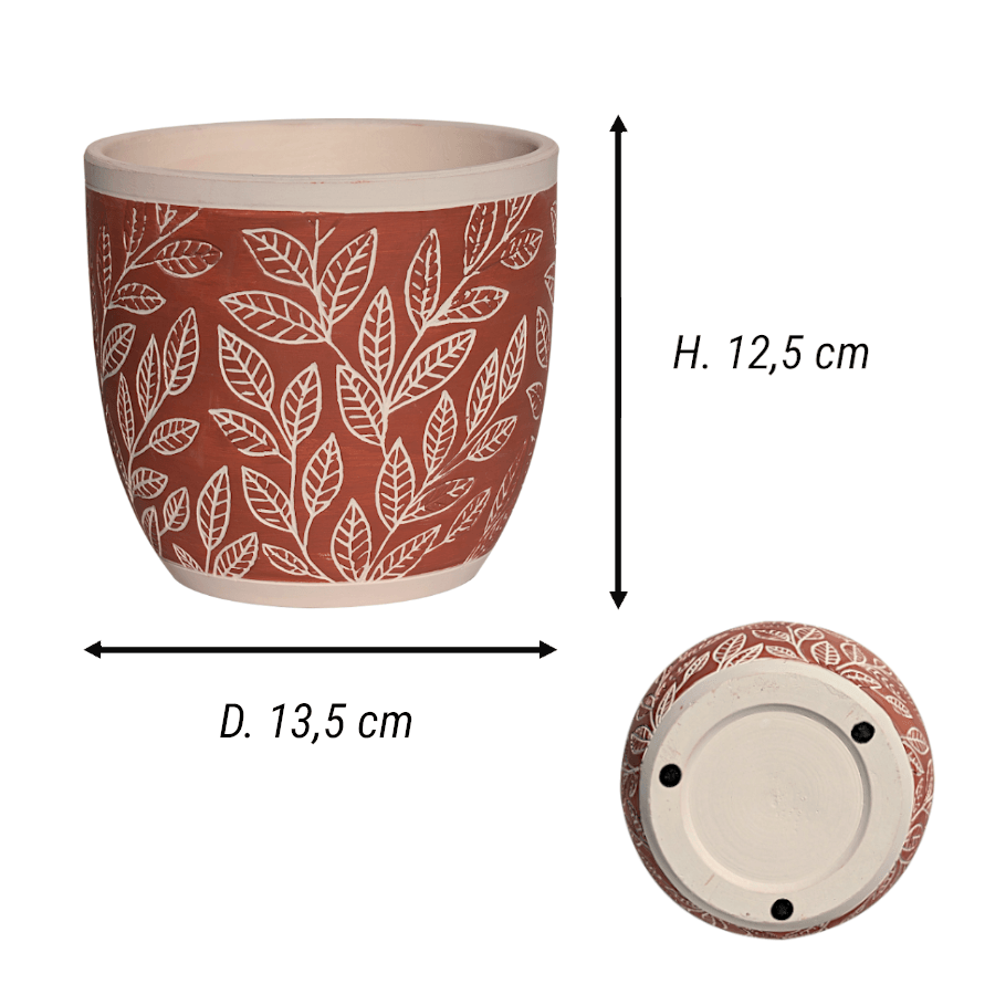 Schéma technique : Hauteur 12,5 cm et Diamètre 13,5 cm. Détail de la base stable.