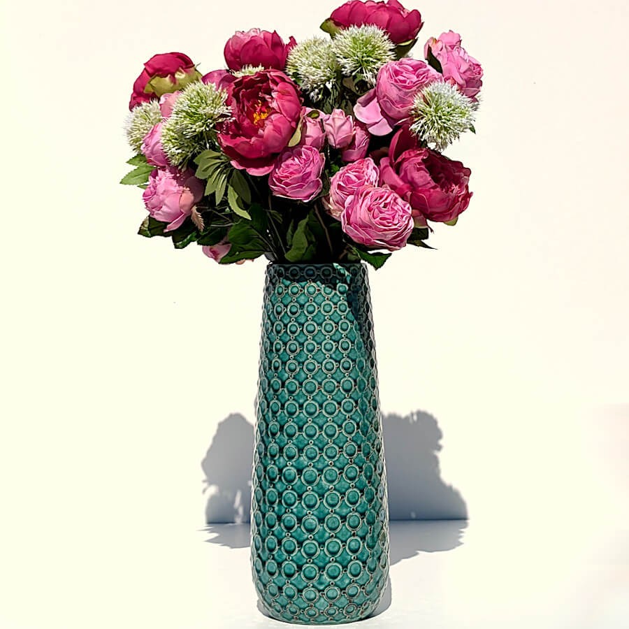 Vase turquoise maille japonaise H39 cm  | Deco-Delight.com