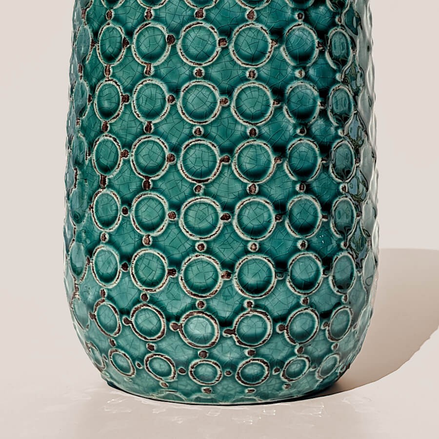 Vase turquoise maille japonaise H39 cm  | Deco-Delight.com