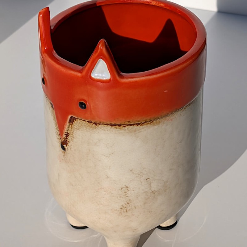 Cache-pot-tete-renard-pieds-h21-ocre-beige