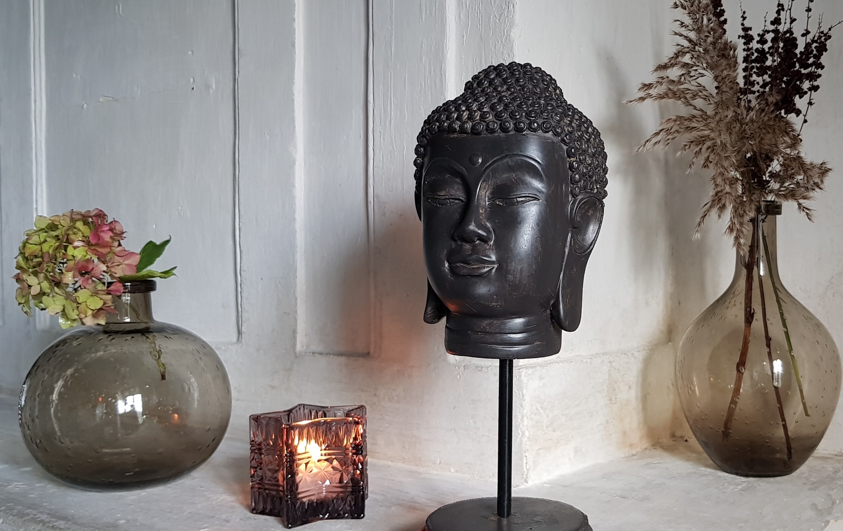 Tête de Bouddha en résine H34 déco zen  | Deco-Delight.com