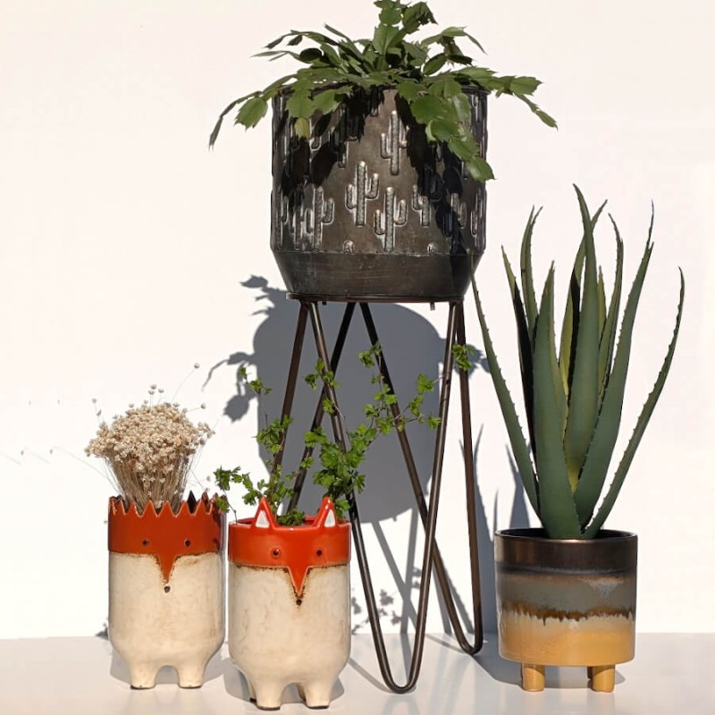 Cache-pot-tete-renard-pieds-h21-ocre-beige