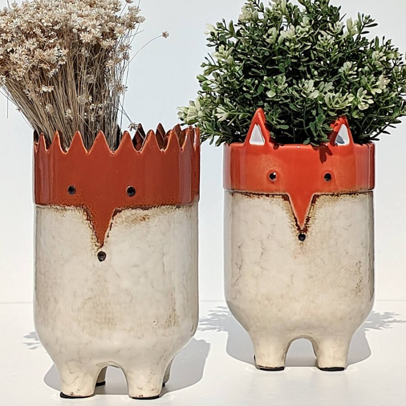 Cache-pot-tete-renard-pieds-h21-ocre-beige