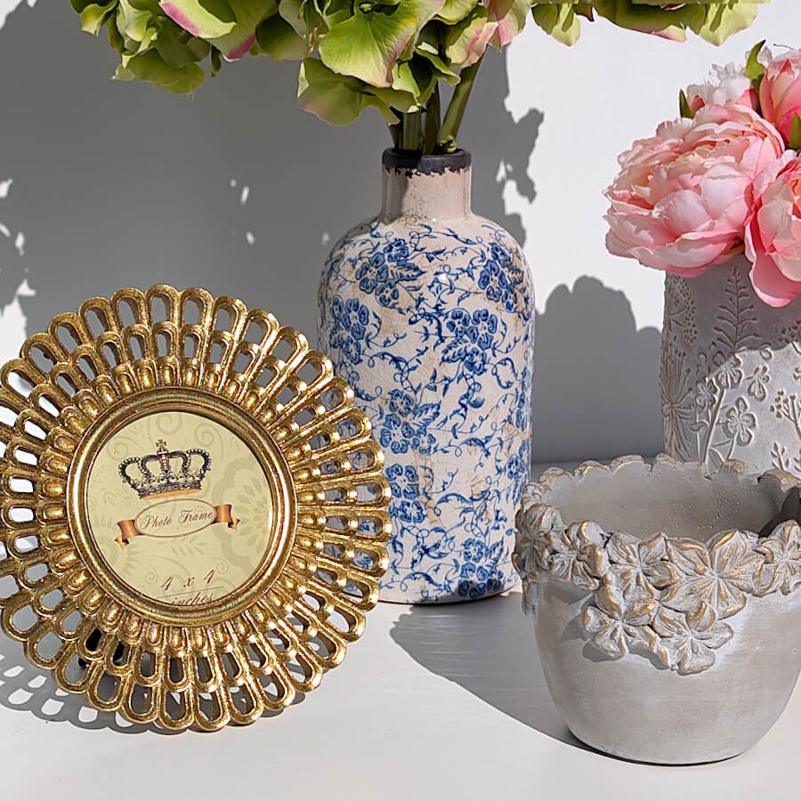 Vase-bouteille-motifs-fleuris-h23-bleu-emaille-artisanal