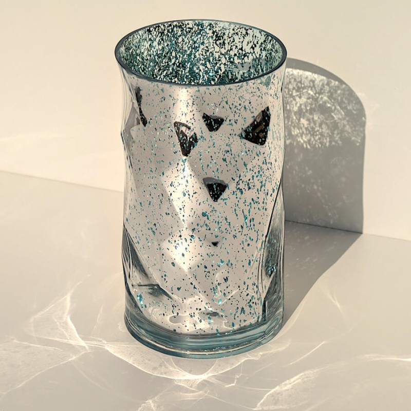 Vase géométrique turquoise mercurisé  | Deco-Delight.com