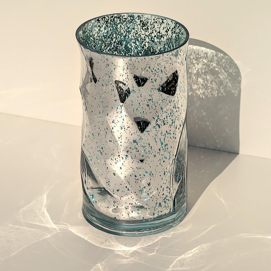 Vase géométrique turquoise mercurisé  | Deco-Delight.com