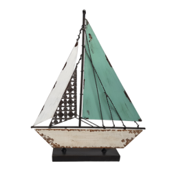 Déco murale bateau métal blanc et bleu  | Deco-Delight.com