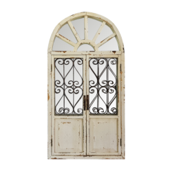 Miroir fenêtre bois métal crème H96  | Deco-Delight.com