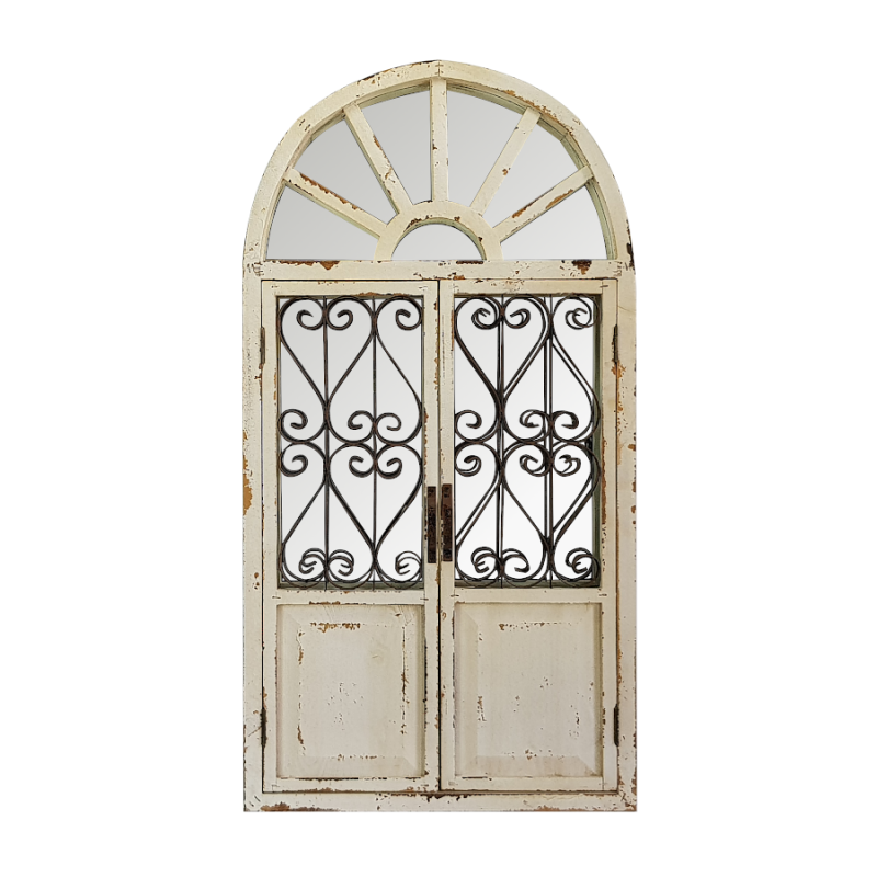 Miroir fenêtre bois métal crème H96  | Deco-Delight.com Miroir fenêtre bois métal crème H96  | Deco-Delight.com