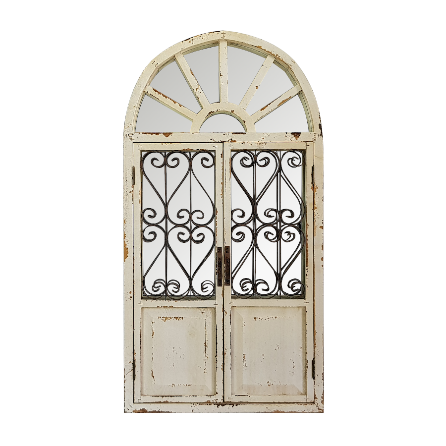 Miroir fenêtre bois métal crème H96 | Deco-Delight.com Miroir fenêtre bois métal crème H96 | Deco-Delight.com