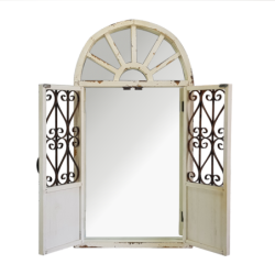 Miroir fenêtre bois métal crème H96  | Deco-Delight.com
